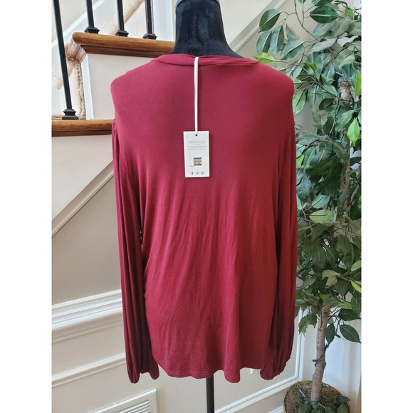Grace Karin Womens Solid Red Rayon Round Neck Long Sleeve Casual Blouse Size 2XL - Picture 6 of 12